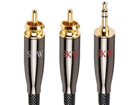 SKW  BG03   BG-03 3.5mm Male to 2 RCA Male Audiophile Ultra-high Purity Copper Audio Cable Supply