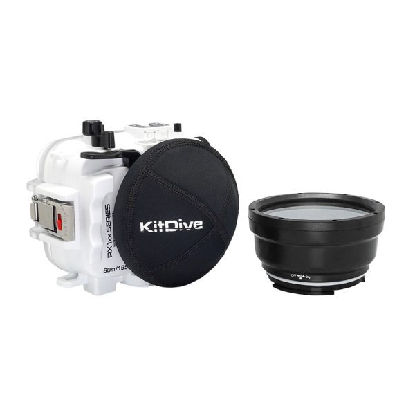 60M 195FT Waterproof housing for Sony RX1xx series Salted Line with Pistol grip & 4  Dry Dome Port(White) Supply