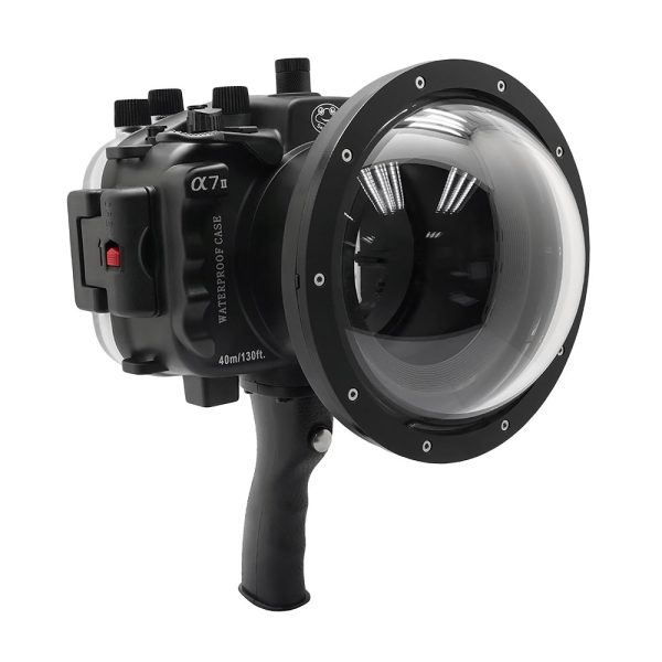 Sony A7 II NG V.2 Series 40M 130FT UW camera housing with 6  Dome port & pistol grip (Including Standard port) Black For Cheap