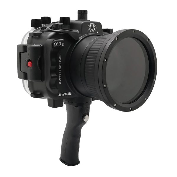 Sony A7 II NG V.2 Series 40M 130FT UW camera housing with 6  Dome port & pistol grip (Including Standard port) Black For Cheap