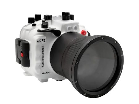 Sony A7 III V.3 Series 40M 130FT Underwater camera housing (Including Flat Long port) Focus gear for FE 90mm   Sigma 35mm included. White on Sale