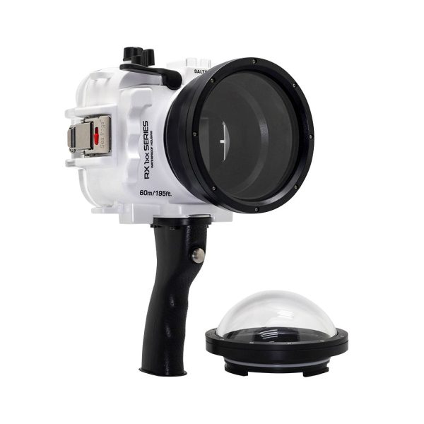 60M 195FT Waterproof housing for Sony RX1xx series Salted Line with Pistol grip & 4  Dry Dome Port(White) Supply