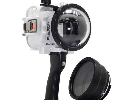 60M 195FT Waterproof housing for Sony RX1xx series Salted Line with Pistol grip & 4  Dry Dome Port(White) Supply