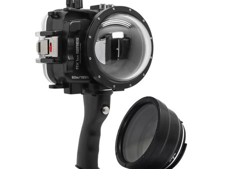 60M 195FT Waterproof housing for Sony RX1xx series Salted Line with Pistol grip & 4  Dry Dome Port (Black) Online Hot Sale